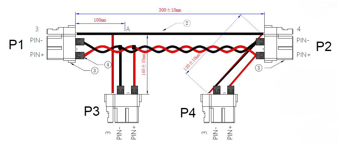 J4+J5+J6+J7 to Hub Cable